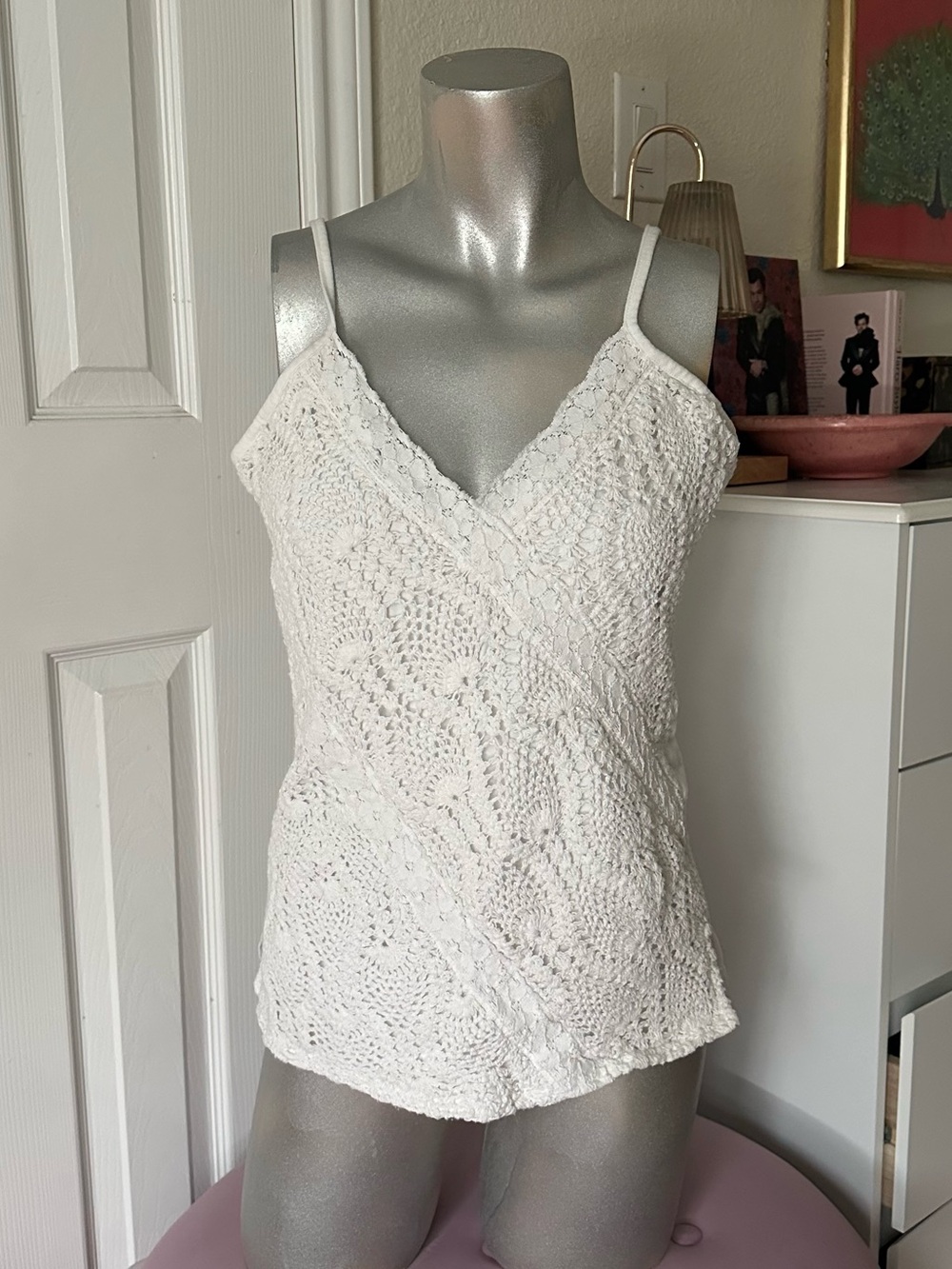 Vanity White Crochet Style Tank Top